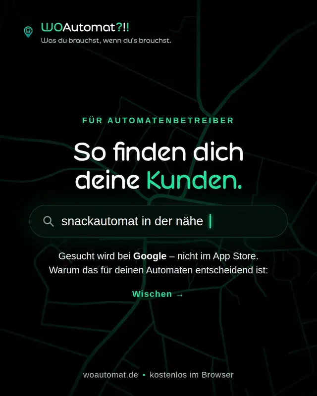 Karussell-Cover: „So finden dich deine Kunden“ – warum Automaten bei Google sichtbar sein müssen und nicht nur in einer App